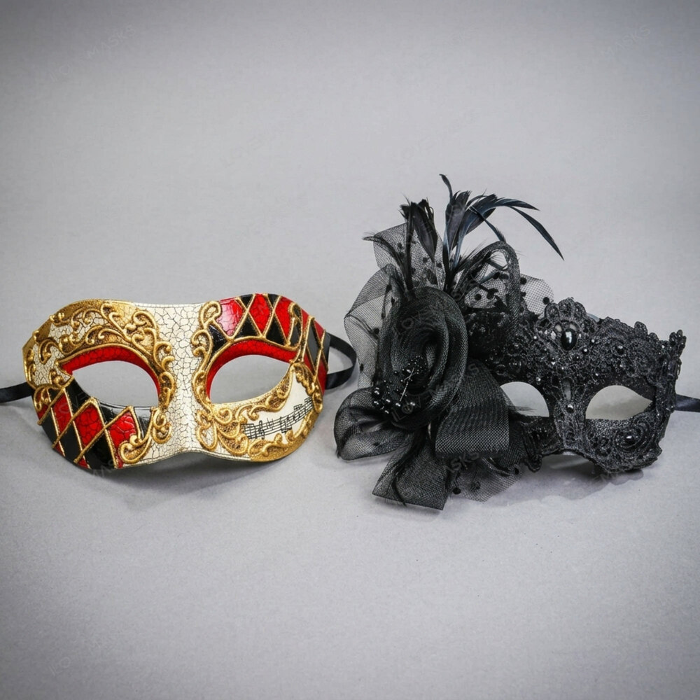 Venetian Harlequin Lace Feather Masquerade Halloween Party mask